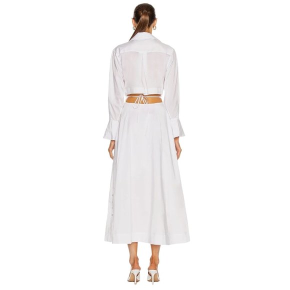 JONATHAN SIMKHAI Alex Pleated Cut Out Dress in White Medium New Nwt Shirtdress - Picture 12 of 15